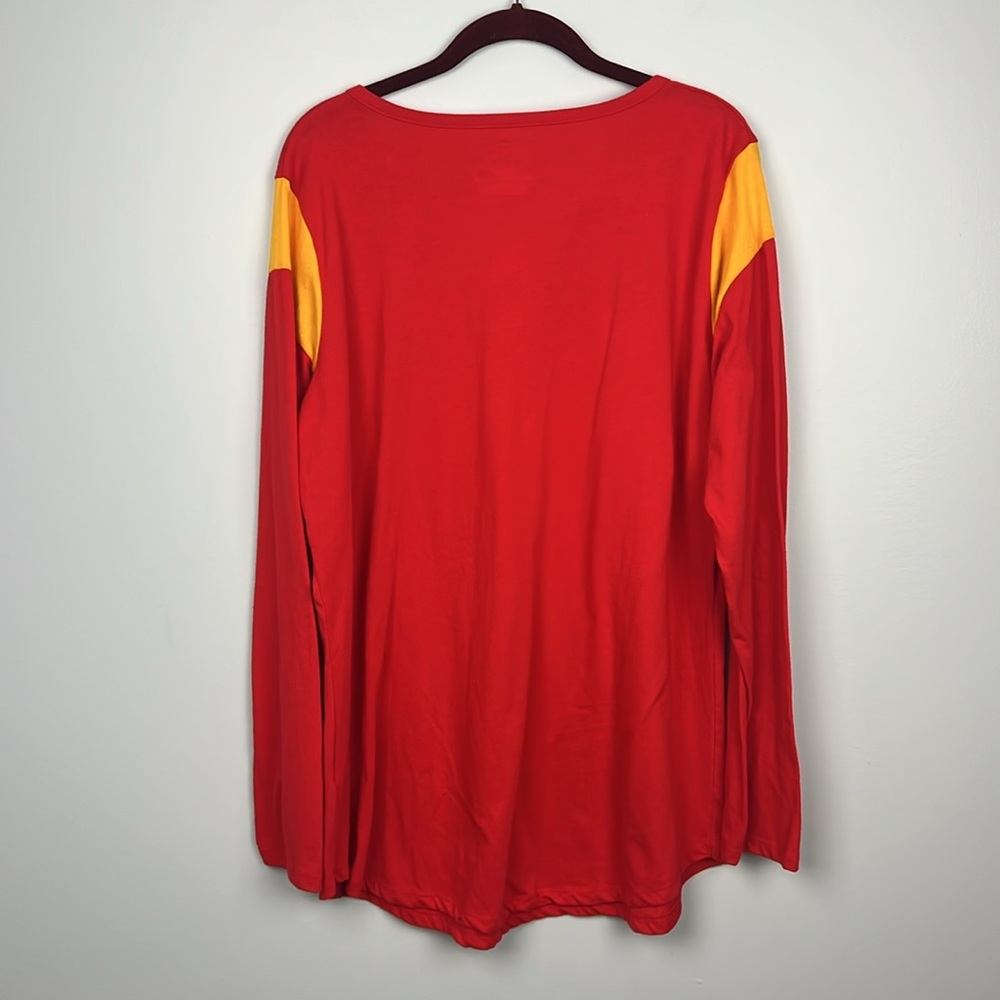 Fanatics Kansas City Chiefs Plus Size Iconic Notch Neck Lace-Up Long Sleeve 1X - Picture 7 of 7